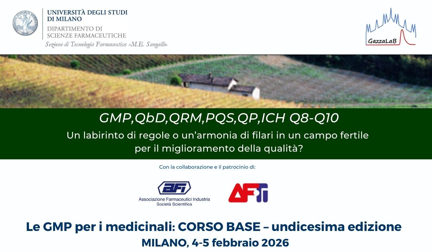 GMP, QbD, QRM, PQS, QP, ICH Q8-Q10: un labirinto di regole o un’armonia di filari in un campo fertile per il miglioramento della qualità? - Ed. 2026