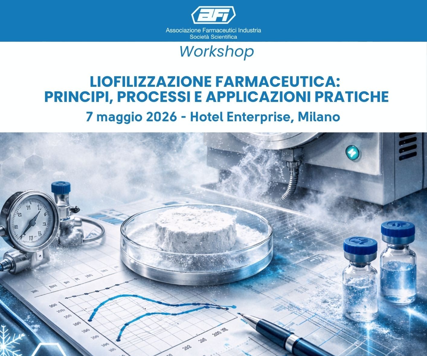 WORKSHOP - LIOFILIZZAZIONE FARMACEUTICA: PRINCIPI, PROCESSI E APPLICAZIONI PRATICHE - Milano 7 maggio 2026